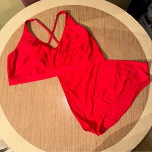 Girlfriend Collective 2 Piece Red High Waist Bikini